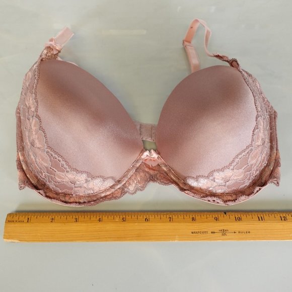 Adore Me Bra 34DD Underwire Lace Push Up Padded Sheer Pink Full Coverage Stretch - Picture 3 of 8